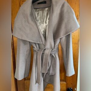 Tahari Taupe Wrap Coat with Belt